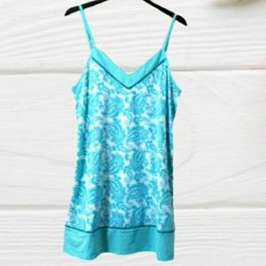 JONES NEW YORK Night Gown Turquoise Paisleuly Large